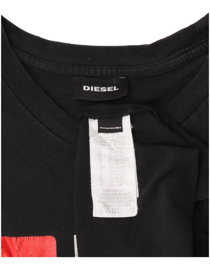DIESEL Herren-T-Shirt mit Grafik, Größe S, schwarze Baumwolle