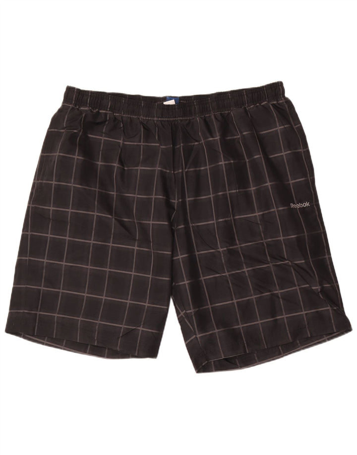 Reebok Herren Sportshorts XL Schwarz kariertes Polyester