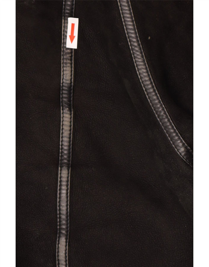Vintage Herren Shearling Jacke IT 50 Großes schwarzes Shearling