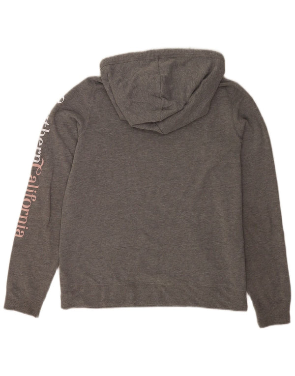 Hollister Womens Graphic Relaxed Fit Hoodie Pullover UK 10 Small Grau Baumwolle