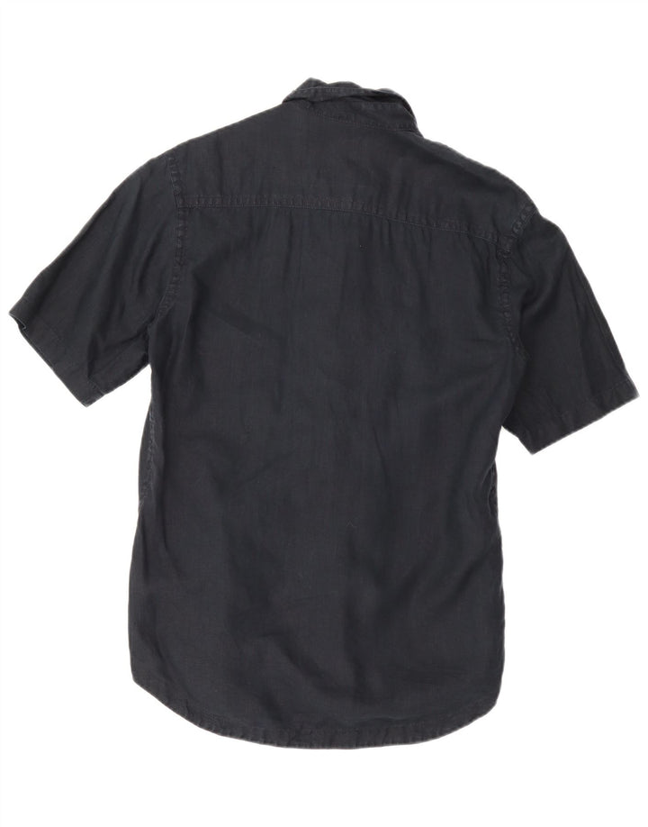 Calvin Klein Jeans Herren-Kurzarmhemd, groß, marineblaues Leinen