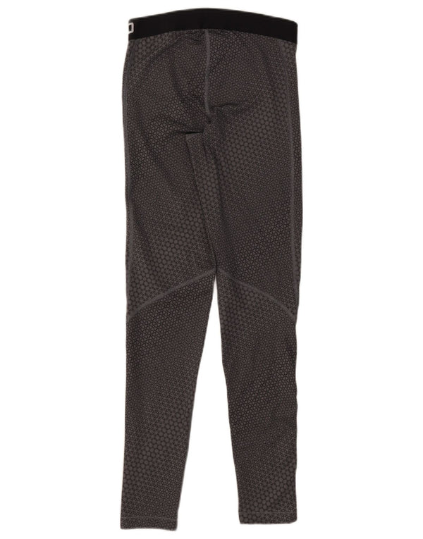 Nike Womens Dri Fit Graphic Leggings UK 12 Mittelgraues geometrisches Polyester