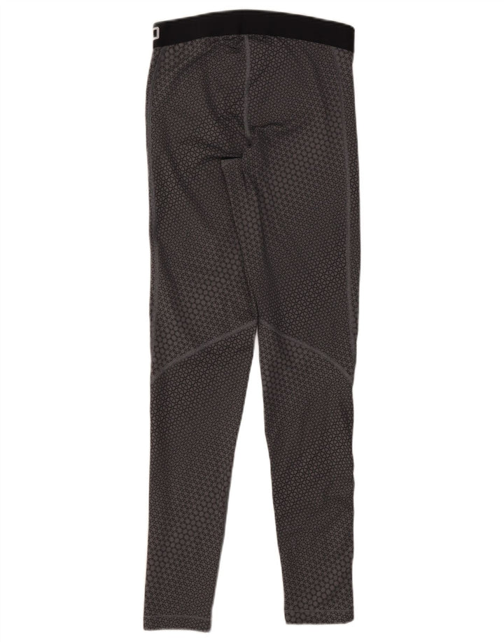 Nike Womens Dri Fit Graphic Leggings UK 12 Mittelgraues geometrisches Polyester