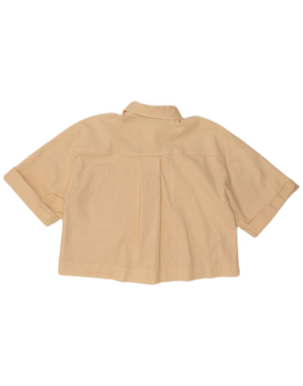 Zara Damen-Bluse, übergroß, kurzärmelig, bauchfreies Hemd, Gr. 10, klein, Gelb