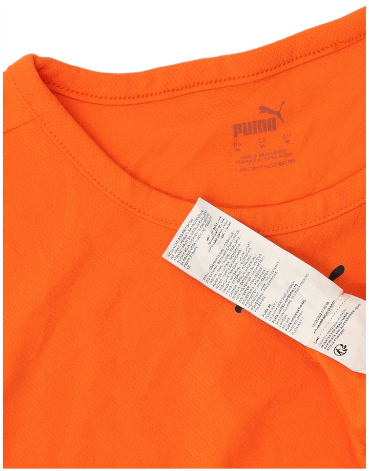 PUMA Herren-T-Shirt-Oberteil, mittelorangefarbenes Farbblock-Polyester