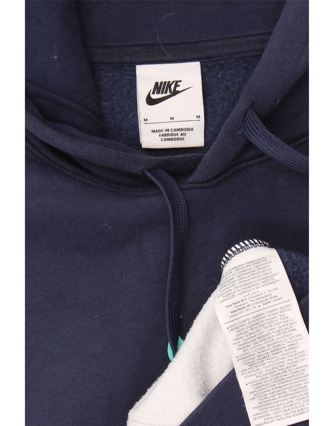 NIKE Herren-Kapuzenpullover mit Grafik, mittelgroß, marineblau, Colourblock-Baumwolle