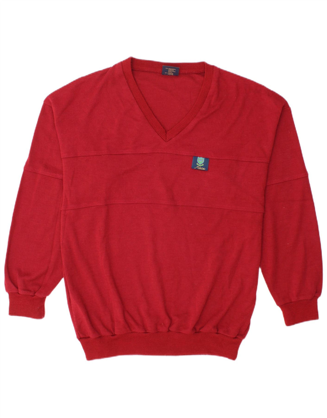 VINTAGE Herren-Pullover mit V-Ausschnitt, großes rotes Polyacryl