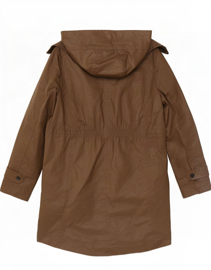 Massimo Dutti Damen-Parka mit Kapuze, UK 12, mittelbeige Baumwolle