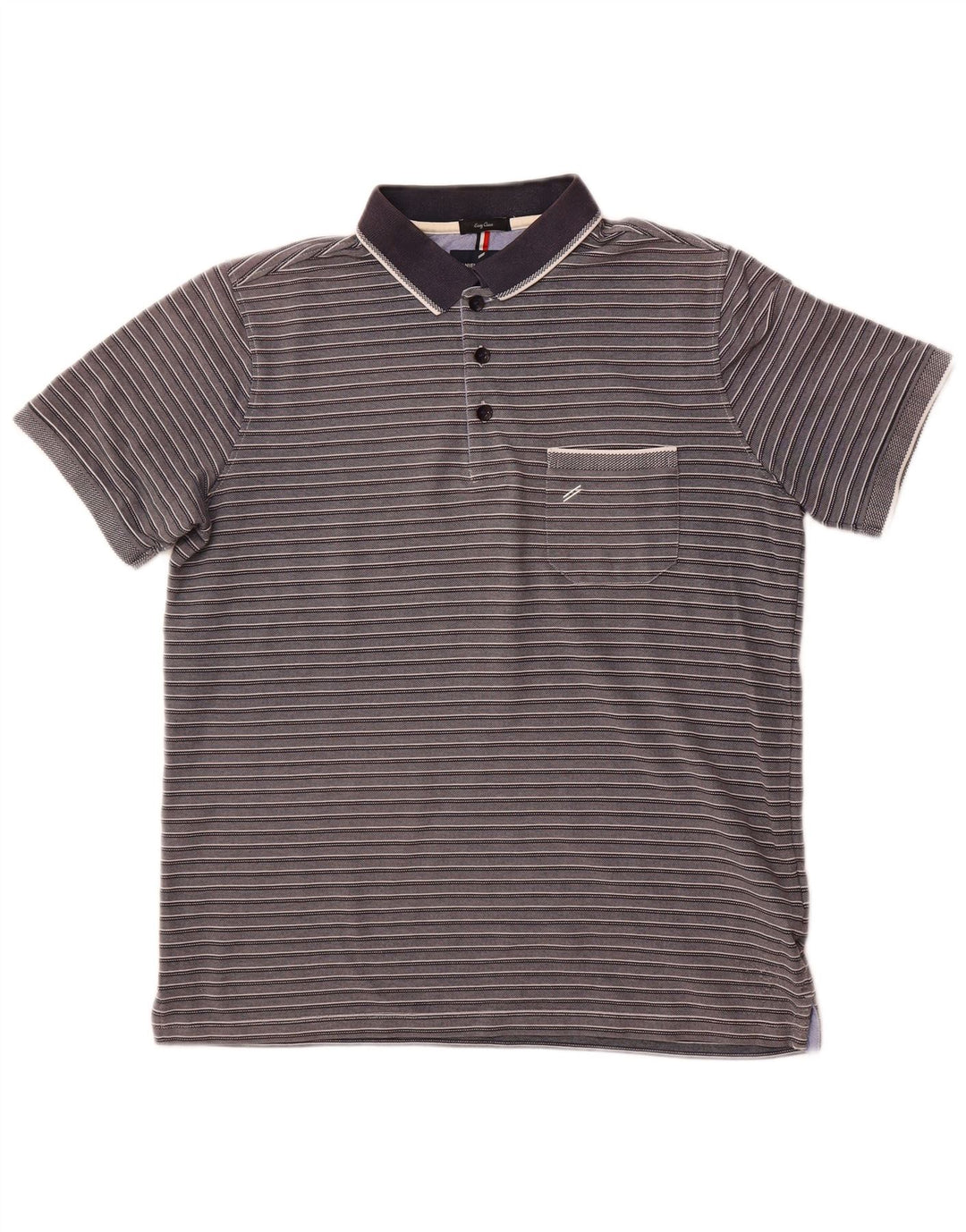 DANIEL HECHTER Herren-Poloshirt, pflegeleicht, groß, grau gestreift, Baumwolle