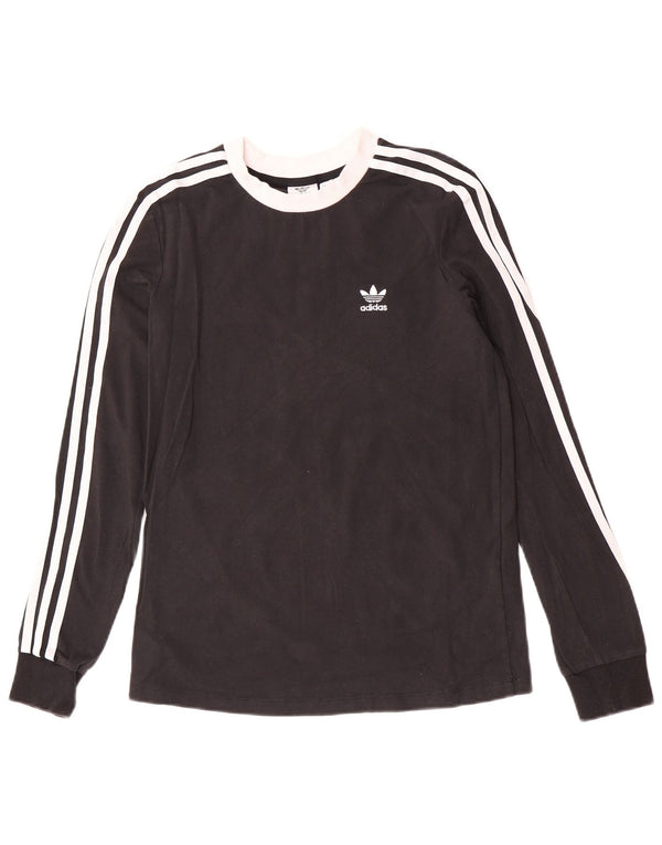 Adidas Damen Top Langarm UK 8 Small Schwarz Colourblock Baumwolle
