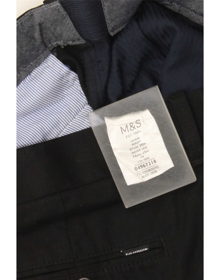 Gerade Herren-Anzughose von Marks & Spencer, W36, L29, schwarze Baumwolle