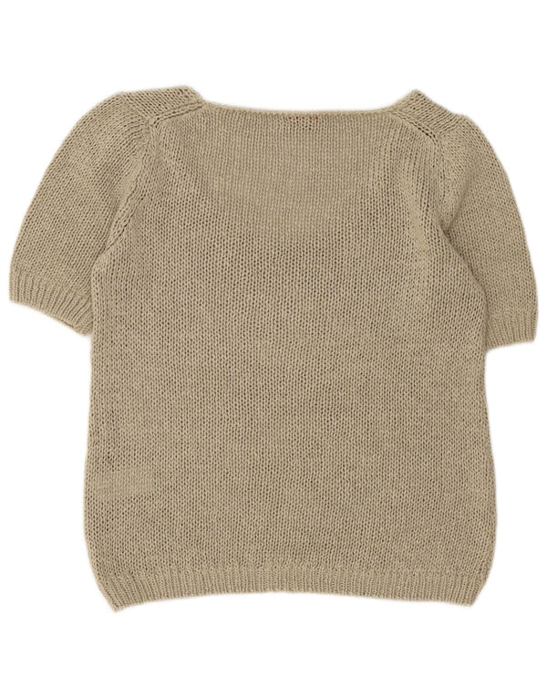 Hugo Boss Damen Kurzarm-Pullover mit U-Boot-Ausschnitt, Gr. 14, Khaki
