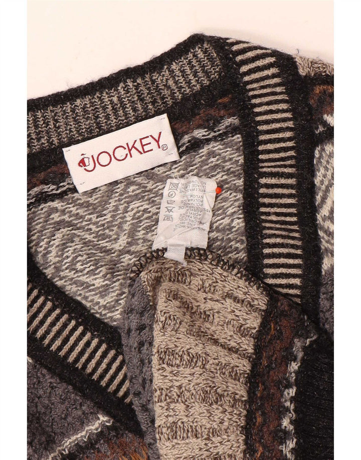 Jockey Herren-Pullover mit V-Ausschnitt, groß, grau gestreift, Wolle
