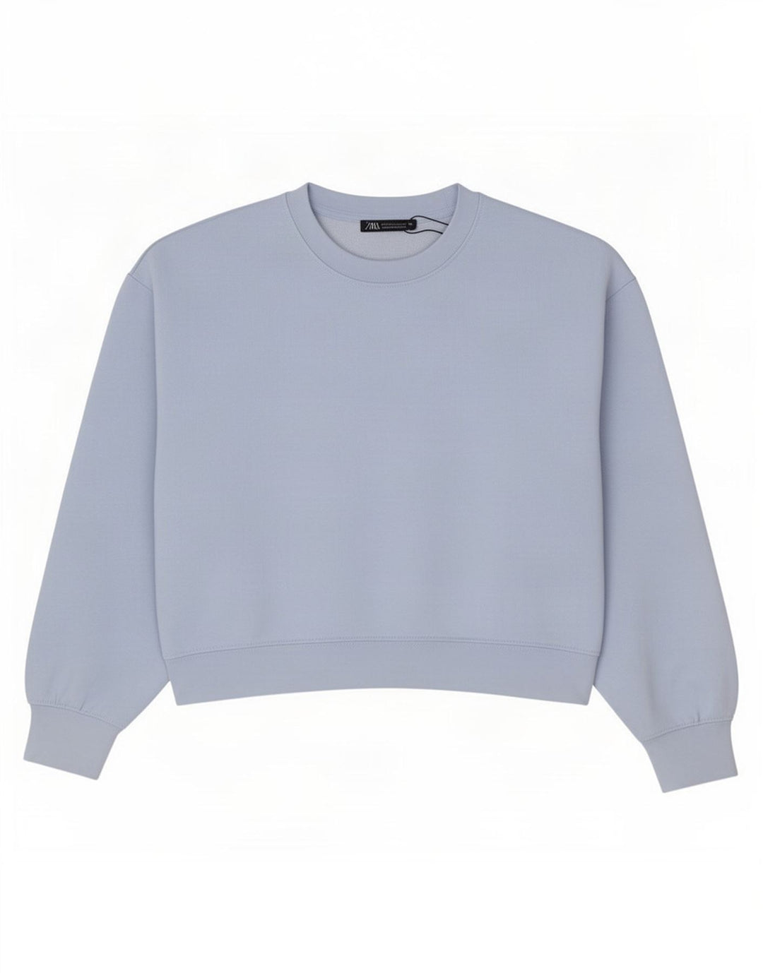 Zara Damen Crop Oversized Sweatshirt Pullover UK 10 Small Blau Polyester