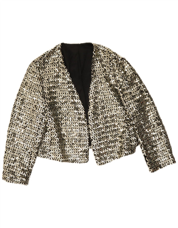 Jean Claire Damen-Blazer mit 3/4-Ärmeln und Pailletten, Größe IT 42, Mittelsilber