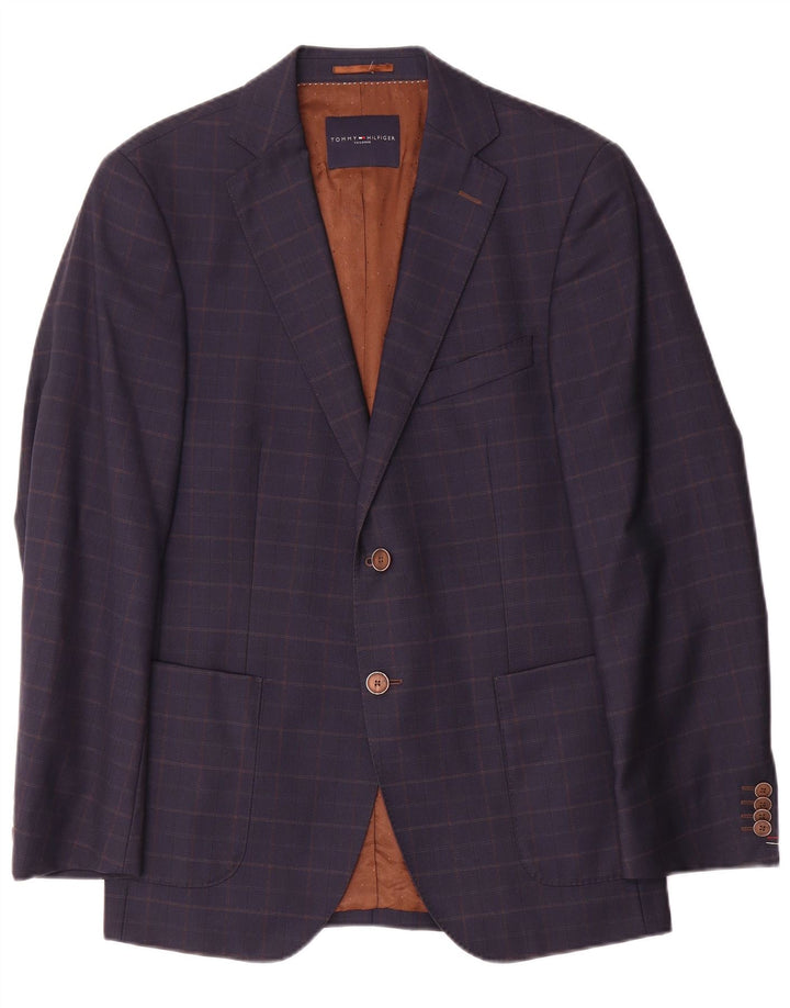 Maßgeschneiderte Blazerjacke für Herren von Tommy Hilfiger, Größe 46, klein, marineblau, kariert