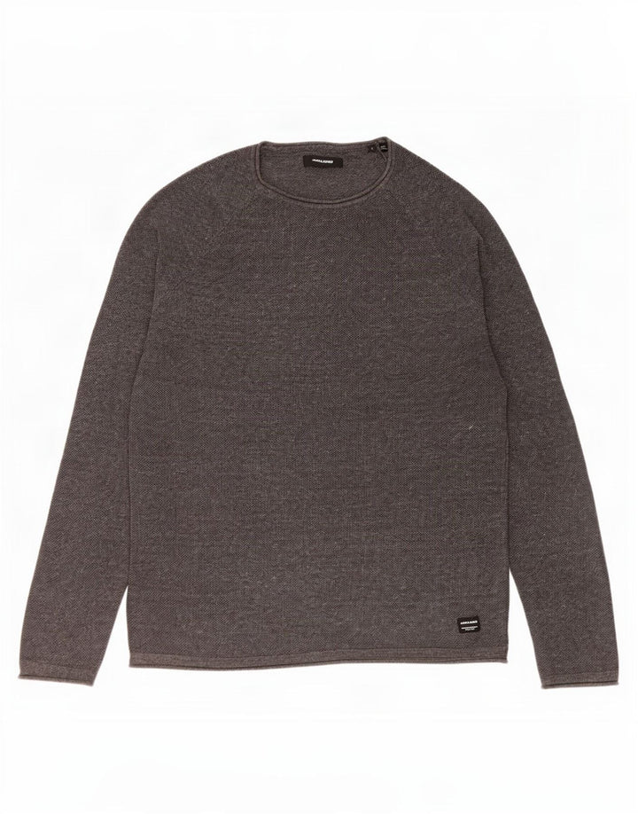 Jack & Jones Herren-Oberteil, langärmelig, groß, graue Baumwolle