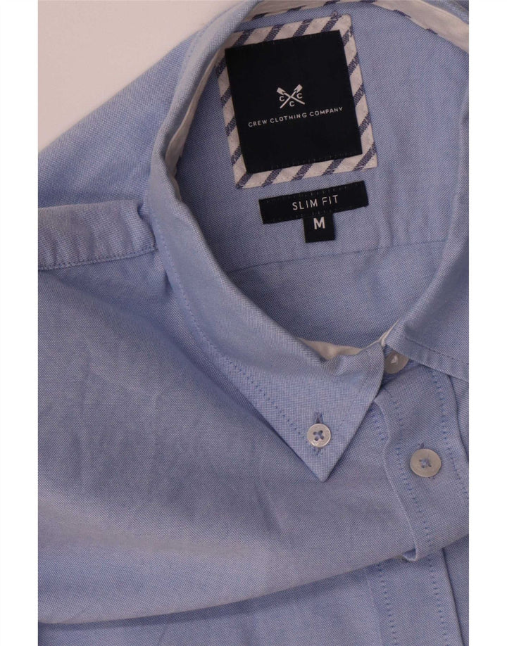 Crew Clothing Herren-Slim-Fit-Hemd aus mittelblauer Baumwolle