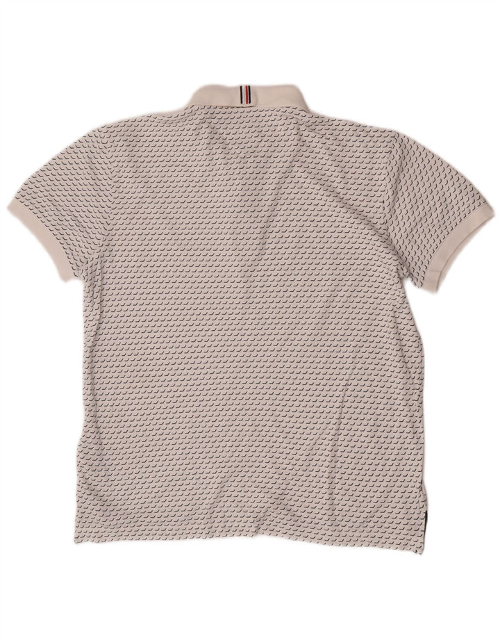 Tommy Hilfiger Herren-Poloshirt mit normaler Passform, mittelweiße geometrische Baumwolle