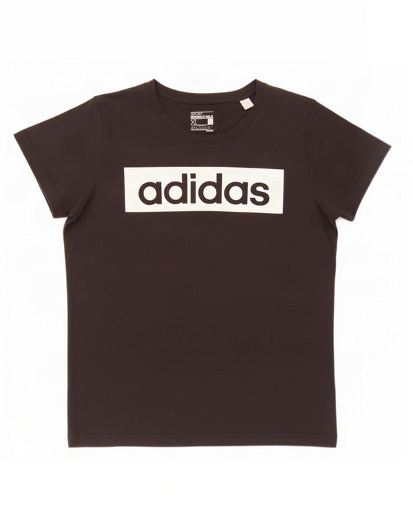Adidas Damen Climalite Graphic T-Shirt Top UK 20/22 XL Schwarz Baumwolle