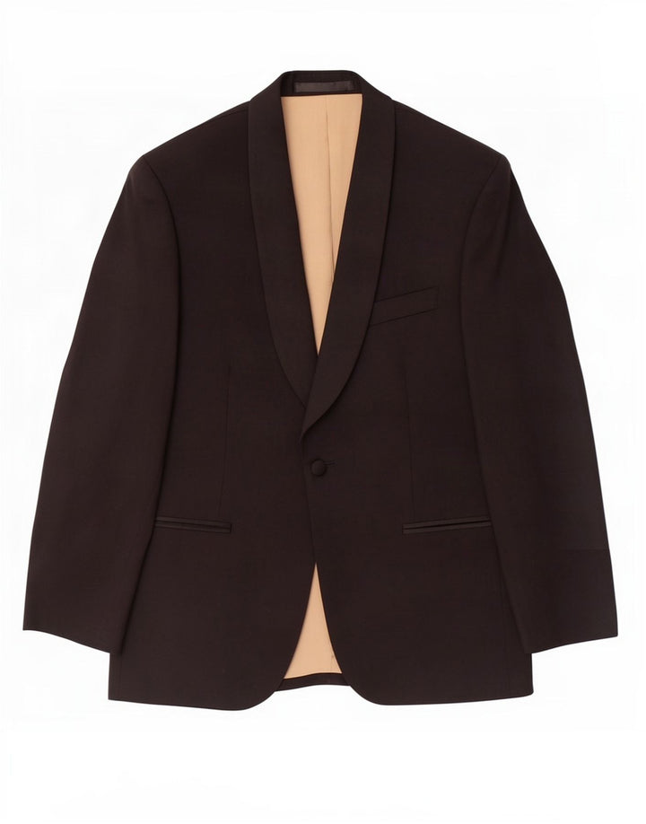 Marks & Spencer Herren-Blazer mit 1 Knopf, UK 38, mittelschwarze Wolle