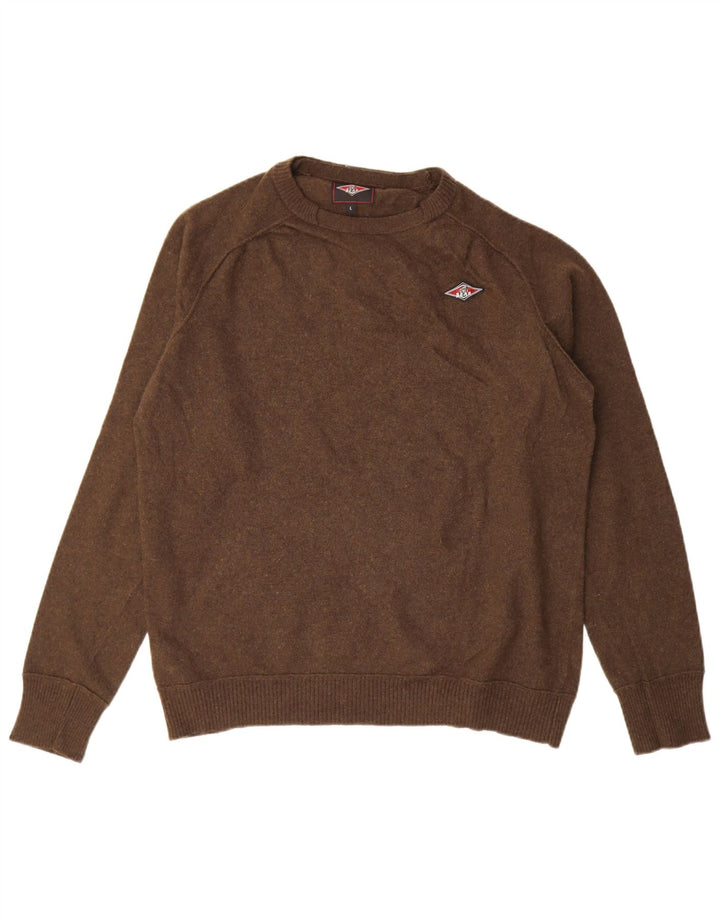 Bear Herren-Pullover mit Rundhalsausschnitt, große braune Wolle