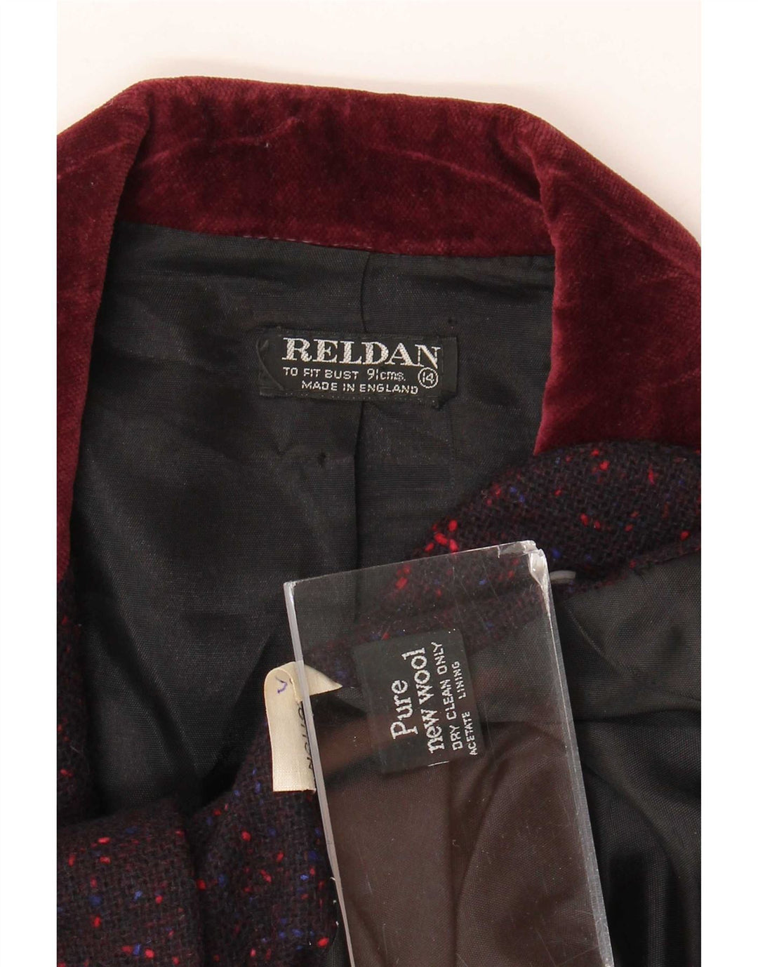 Reldan Damen-Blazerjacke mit 3 Knöpfen, UK 14, mittleres Burgunderrot, gefleckte Schurwolle