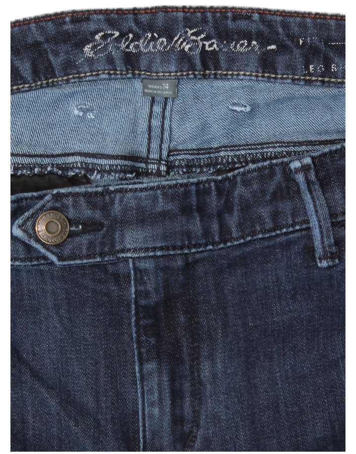 EDDIE BAUER Damen Curvy Straight Jeans US 14 XL W36 L28 Marineblaue Baumwolle