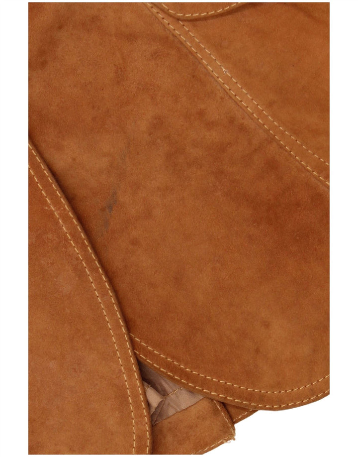 VINTAGE Damen 3-Knopf-Wildleder-Blazerjacke IT 42 Mittelbraun