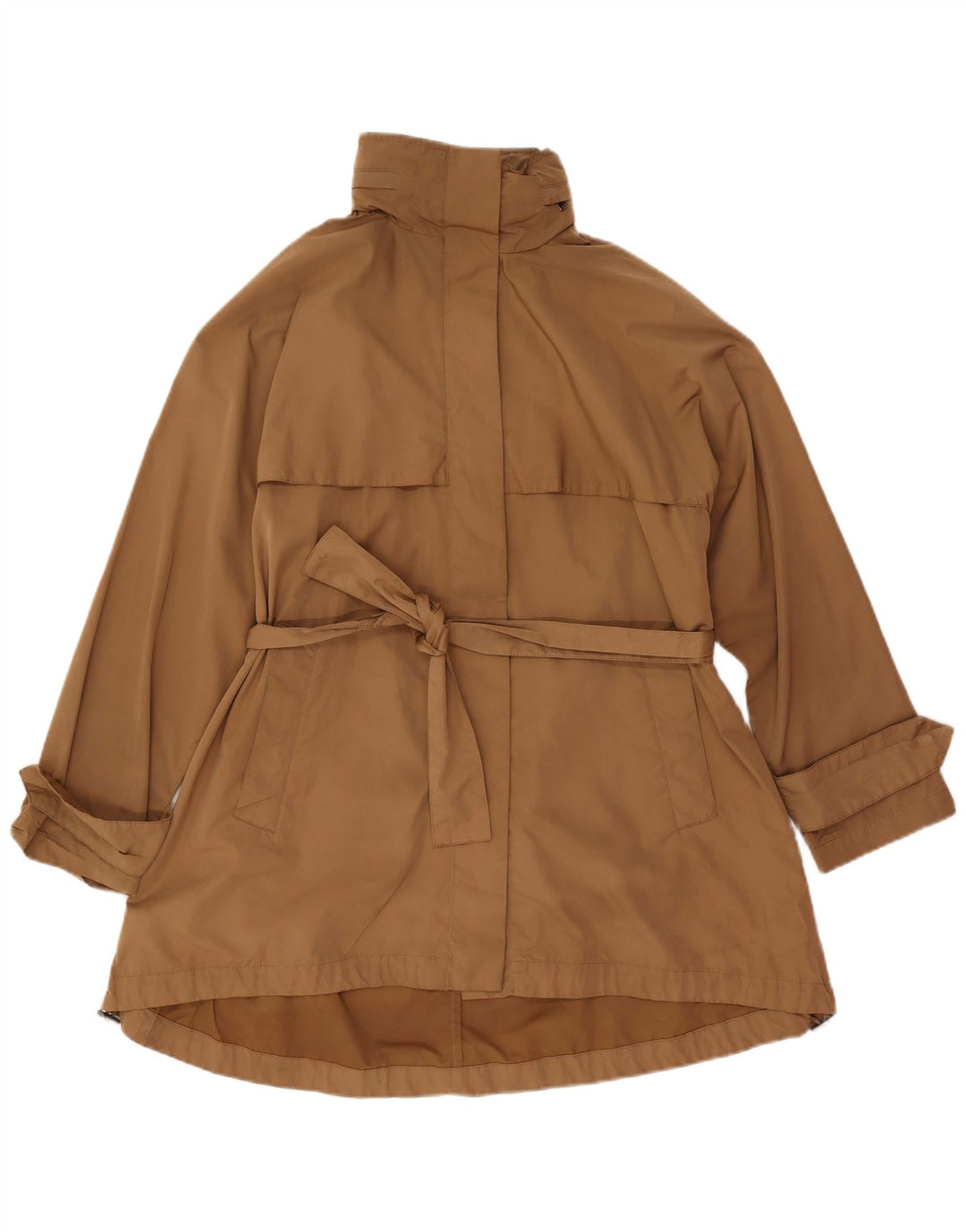 Zara Damen-Trenchcoat mit Kapuze, übergroß, Gr. 10, Größe S, braun, Polyester