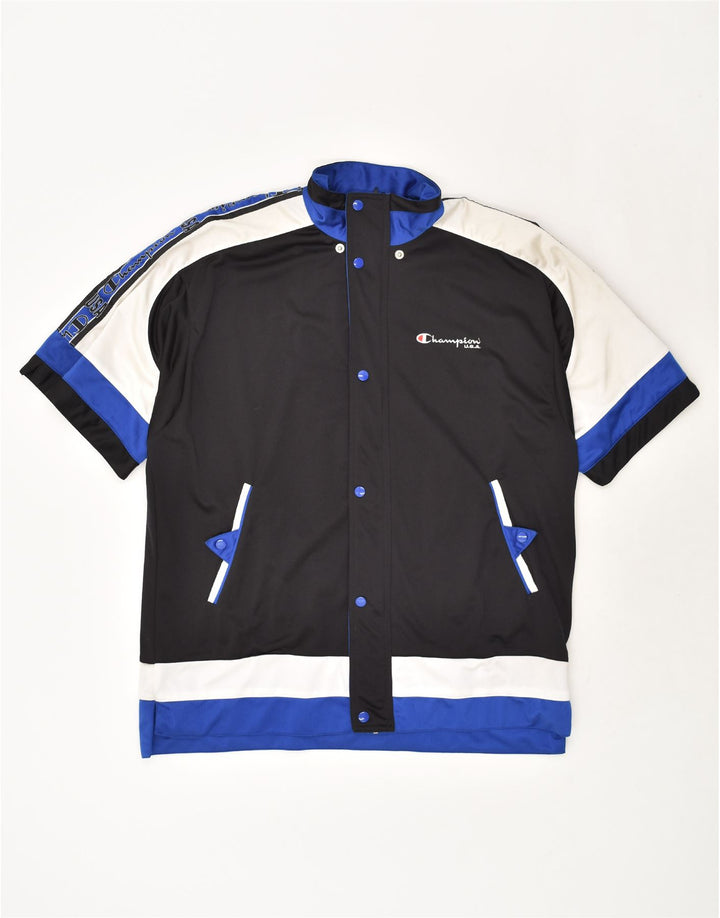 CHAMPION Mens Short Sleeve Tracksuit Top Jacket Large Blue Colourblock Vintage Champion and Second-Hand Champion from Messina Hembry 