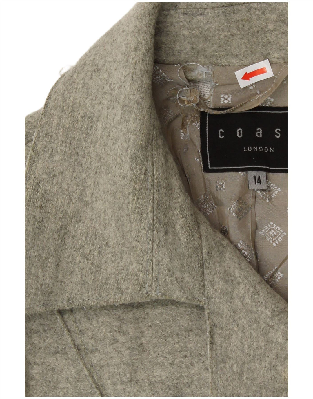 Coast Damen Zweireihiger Mantel UK 14 Große graue Schurwolle