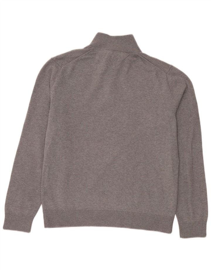 Tommy Hilfiger Herren-Pullover mit Reißverschluss am Hals, große graue Baumwolle