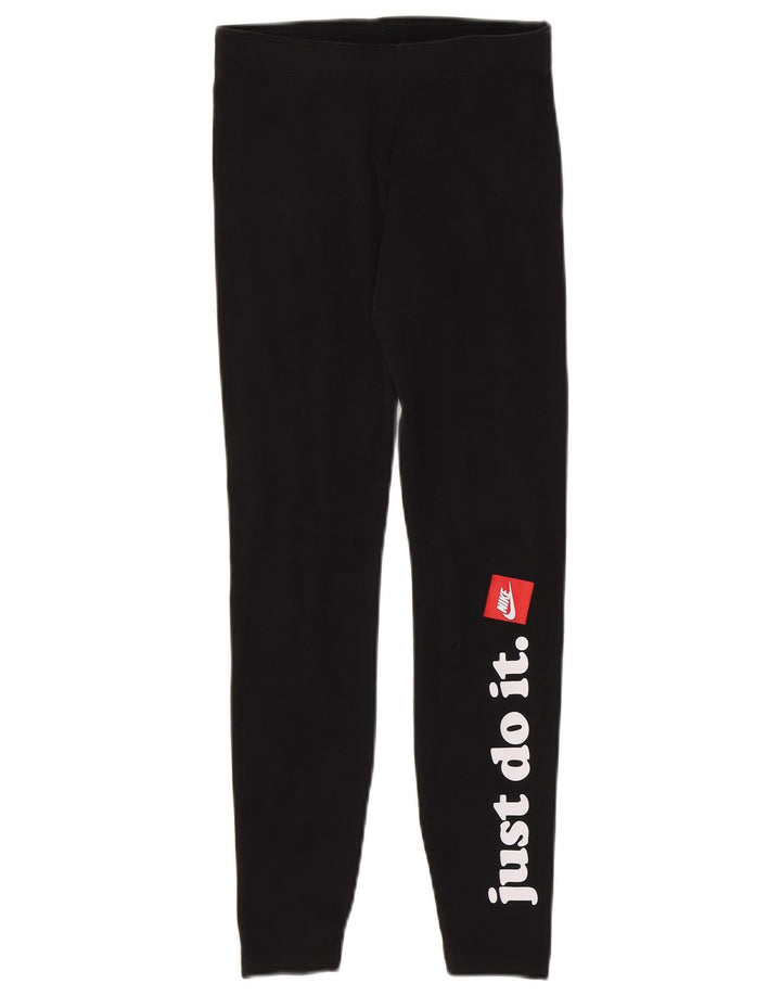 NIKE Damen Graphic Leggings UK 6 XS Schwarz Baumwolle