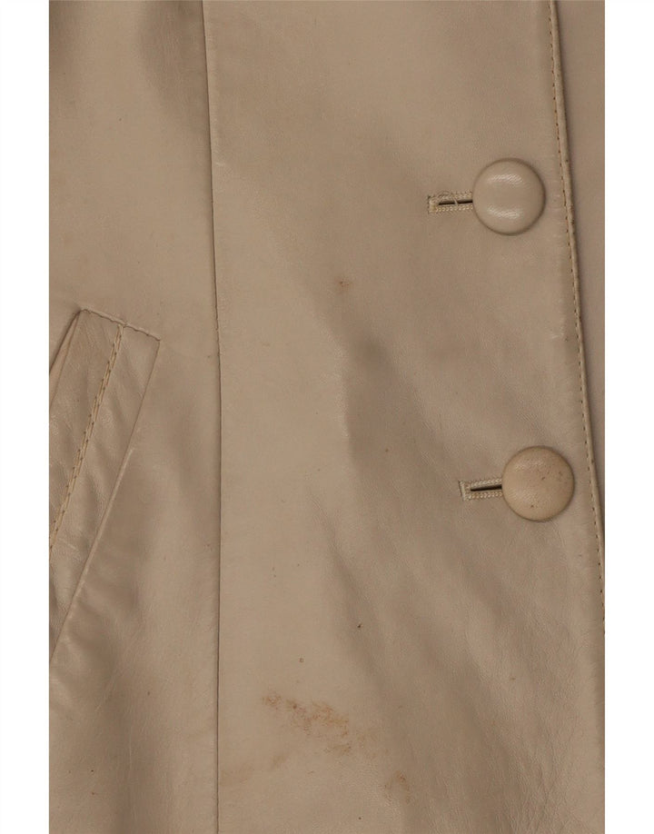Vintage Damen Lederjacke UK 10 Small Beige