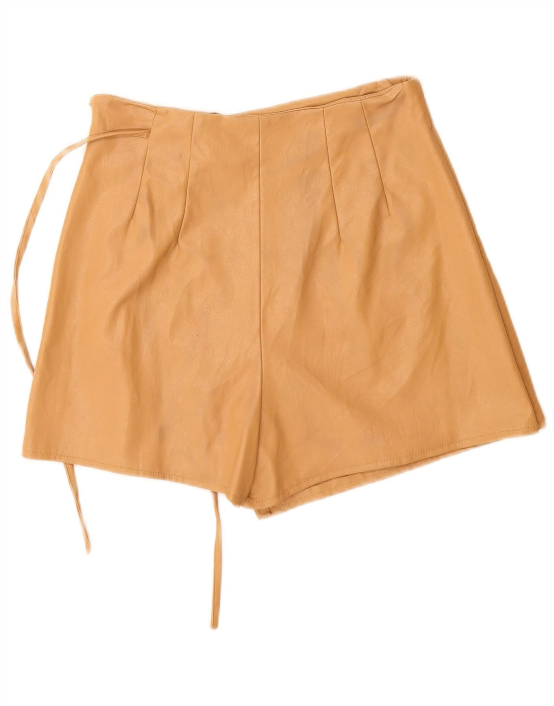 Zara Damen Ledershorts Small W26 Beige Polyurethan
