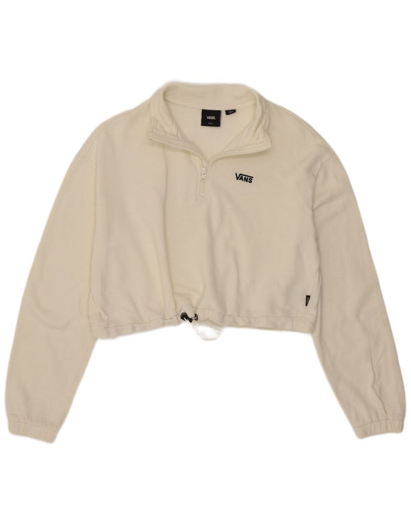 Vans Damen-Sweatshirt, übergroß, kurz geschnitten, mit Reißverschluss, Gr. 10, Größe S, gebrochenes Weiß