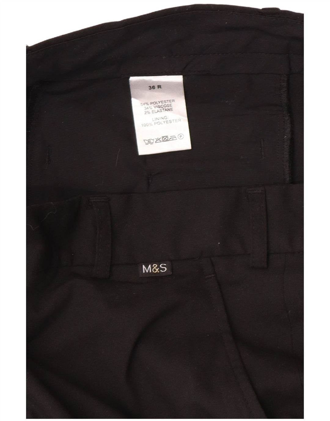 Marks & Spencer Herren gerade Chinohose W36 L30 Schwarz Polyester