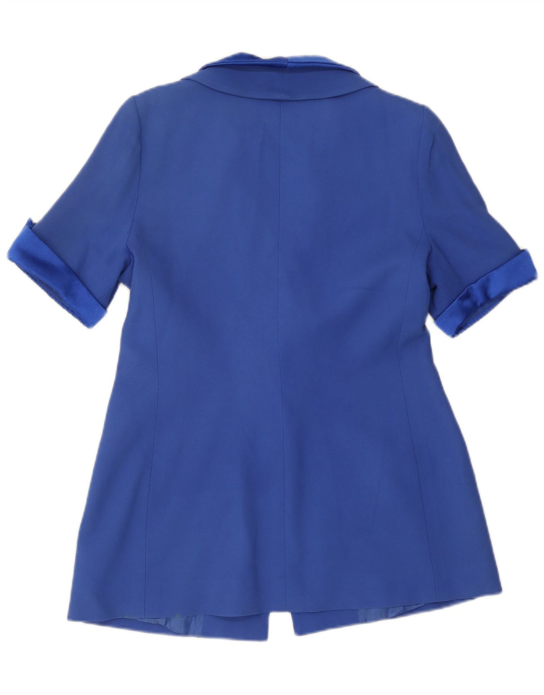 Samt-Damen-Blazer mit 1 Knopf und kurzen Ärmeln, IT 48, XL, blaues Acetat