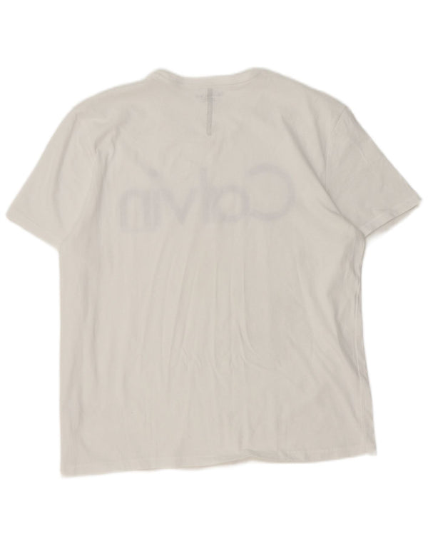 Calvin Klein Jeans Damen Grafik T-Shirt Top UK 16 Large Weiß