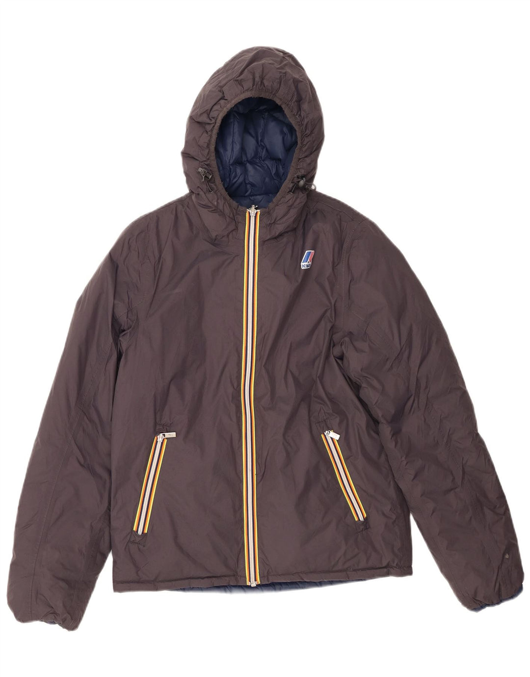 K-WAY Wendbare wattierte Jacke für Jungen mit Kapuze, 11–12 Jahre, Größe S, Grau