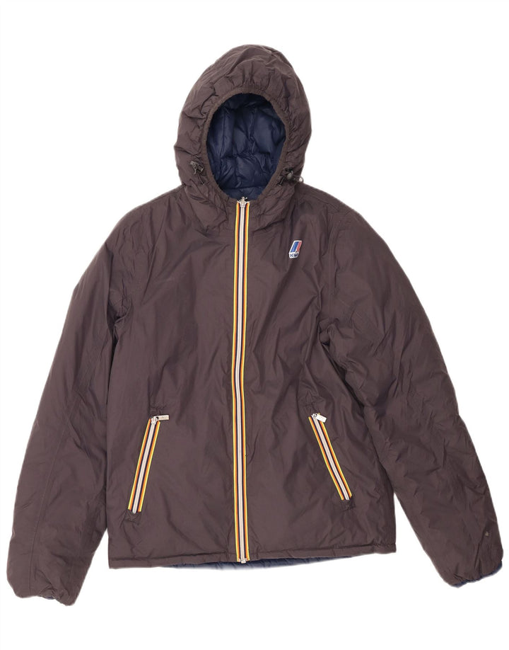 K-WAY Wendbare wattierte Jacke für Jungen mit Kapuze, 11–12 Jahre, Größe S, Grau