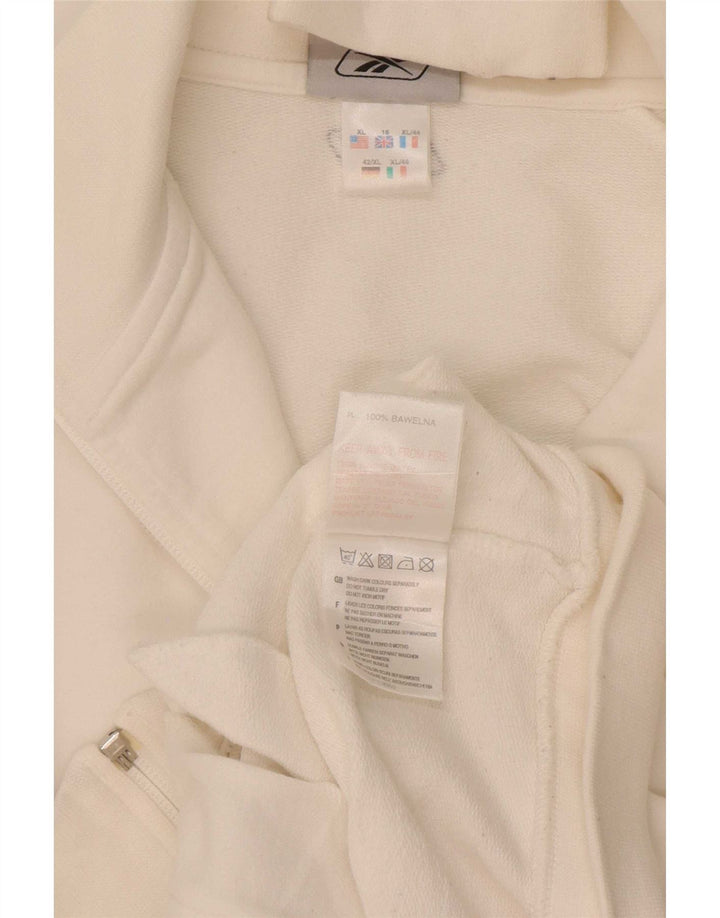 Reebok Damen-Trainingsanzug-Oberteiljacke, UK 16, Größe L, weiße Baumwolle