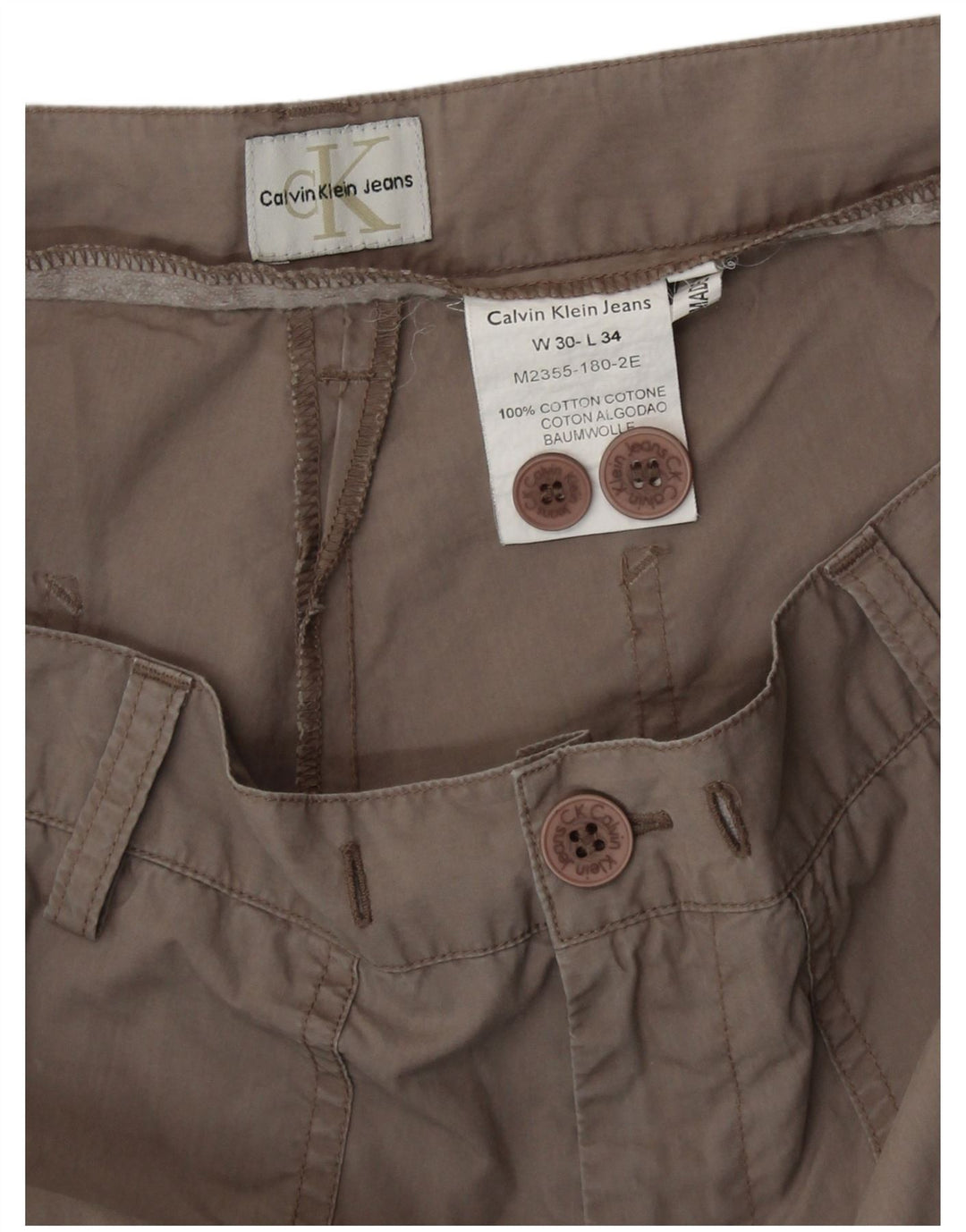 CALVIN KLEIN Gerade Chino-Hose für Damen, W30, L31, graue Baumwolle