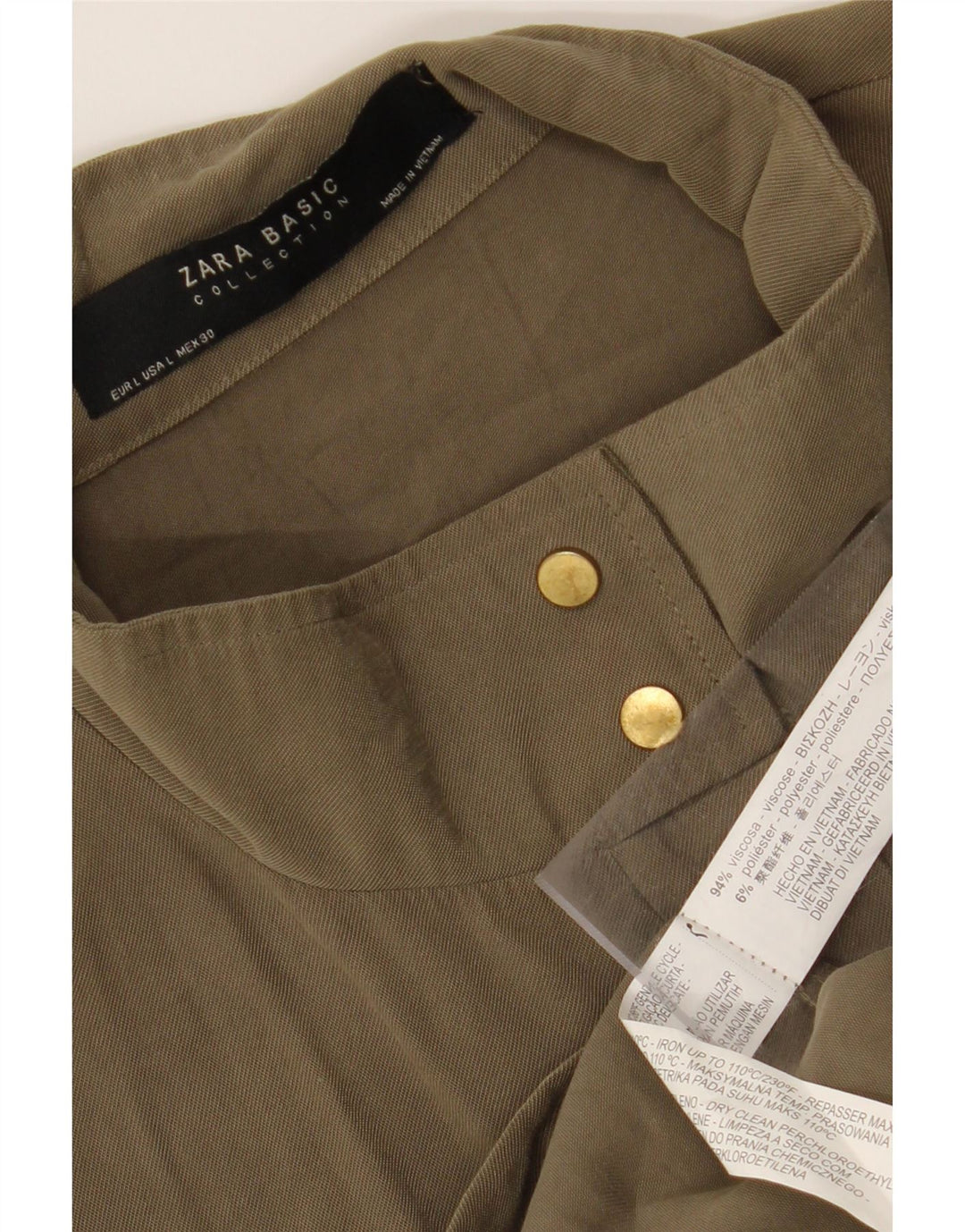 ZARA Womens Utility Jacket UK 16 Large Khaki Viscose Vintage Zara and Second-Hand Zara from Messina Hembry 