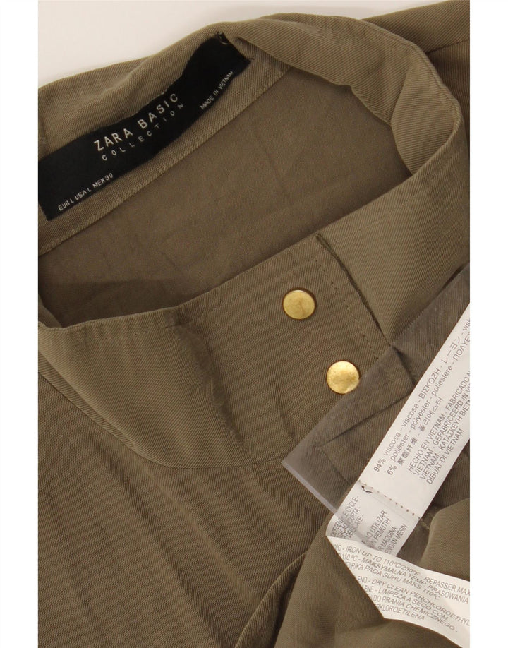 ZARA Womens Utility Jacket UK 16 Large Khaki Viscose Vintage Zara and Second-Hand Zara from Messina Hembry 