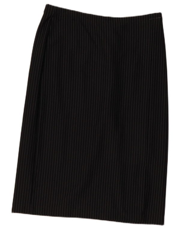 Marks & Spencer Damen Bleistiftrock UK 18 XL W36 Schwarzes Nadelstreifen-Polyamid