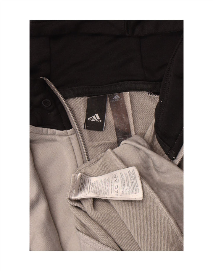 ADIDAS Womens Zip Hoodie Sweater UK 14 Medium Grey Colourblock Polyester