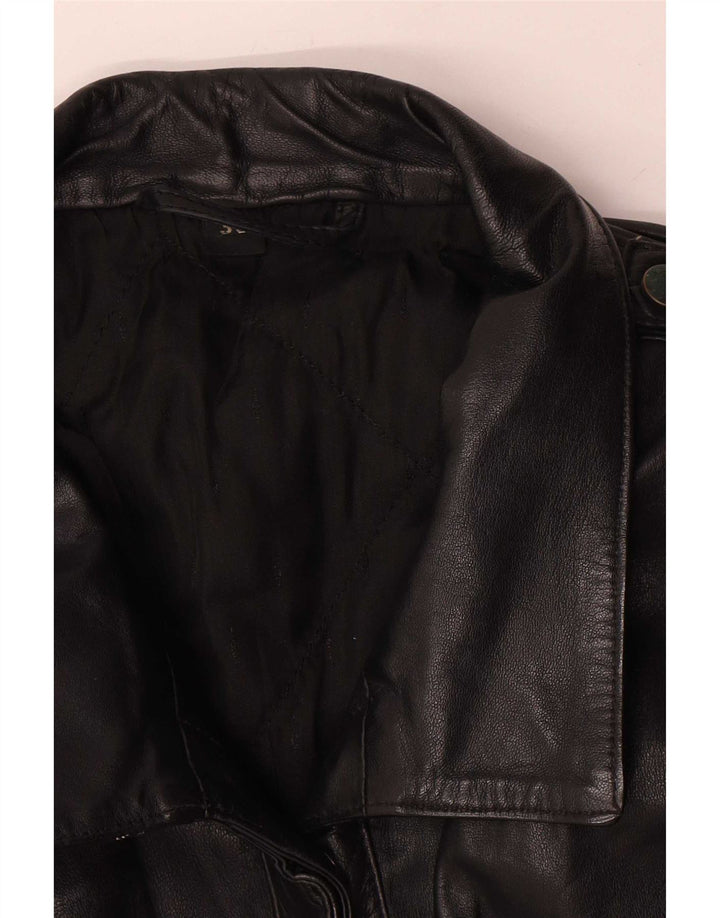 Vintage Damen Übergroße Lederjacke EU 36 Kleines schwarzes Leder