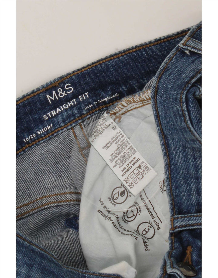 Marks & Spencer Herren Straight Jeans W30 L29 Blaue Baumwolle